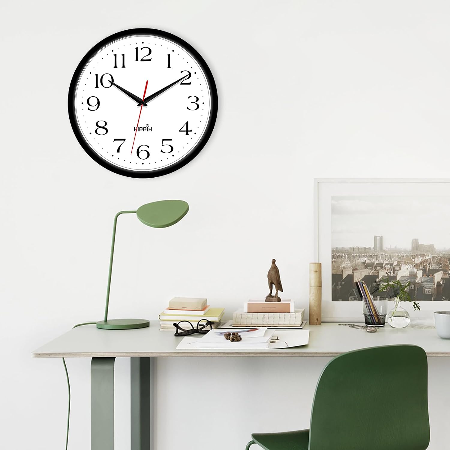 2 Pack Silent Wall Clock, 10 Inch Non Ticking Quiet Digital Sweep Decorative Battery Operated Wall Clocks For Living Room Bedroom Kitchen School Office Decor, Black
