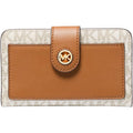 Michael Kors Women's MK Charm Medium Tab Pocket Bifold, Gold-Tone Hardware/Vanilla/Acorn