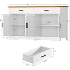 Buffet Cabinet With Storage And 2 Drawers, 47.2“ Large Sideboard Buffet Cabinet With Adjustable Shelves And Doors, Modern Coffee Bar Cabinet, White