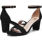 Fw Fran Willor Women Open Toe Low Chunky Short Heels Ankle Strap Block Heel Sandals Party Dress Wedding Pump Shoes