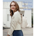 Girls Fashion Mini Backpack Purse Small Cute Plaid Leather Women Backpacks Little Bag (Ivory)