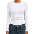 Automet Womens Crew Neck Long Sleeve Shirts Compression Underscrubs Tops | Gym To Street,High Stretch,Buttery-Soft,Pairs With Jeans Or Skirts,Travel Ready Staple,Versatile Layering Staple