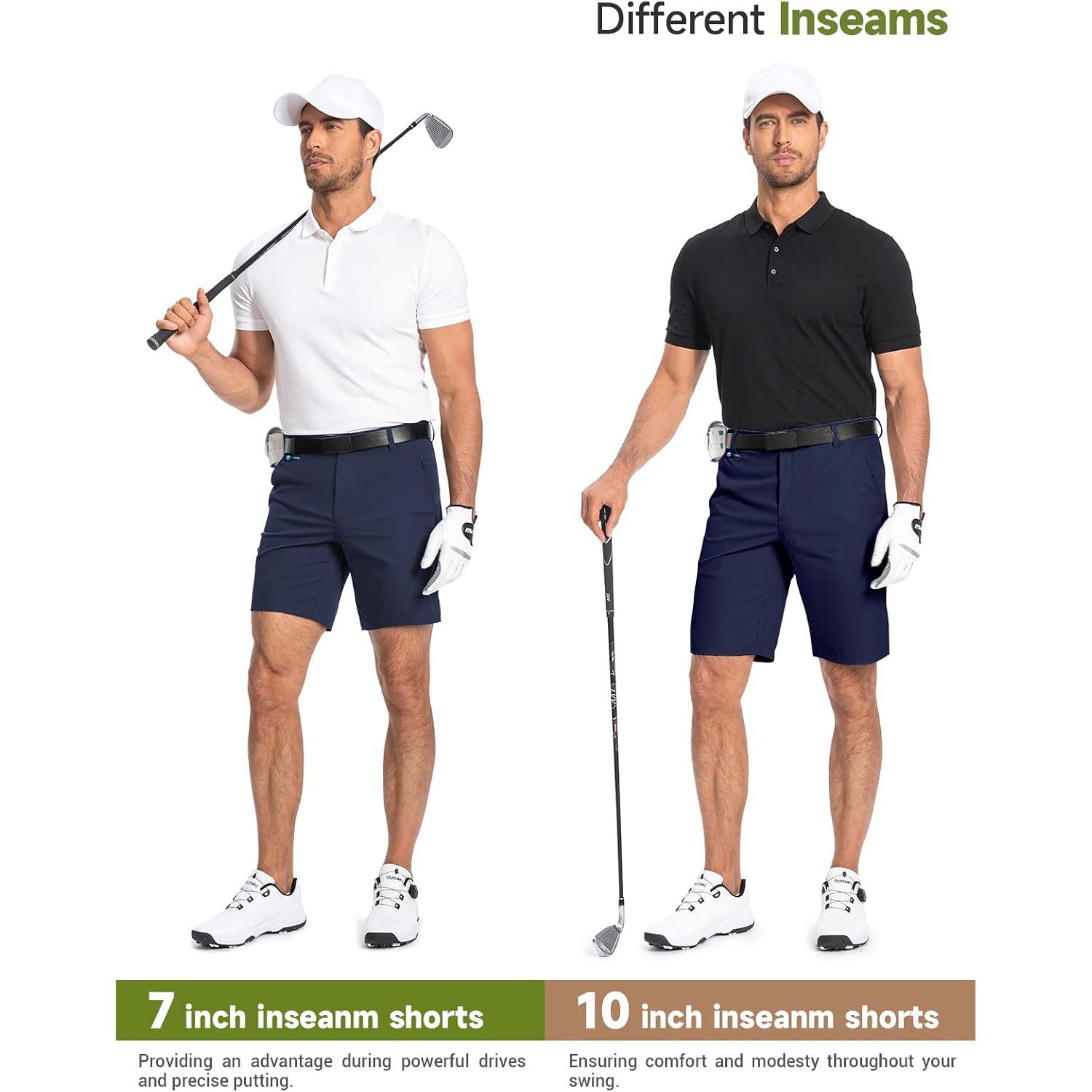 Moosehill Mens Golf Shorts Quick Dry: Stretch Hybrid Dress 7" 10" Shorts | Flat Front, Casual Work Shorts, 4 Deep Storage Pockets, Anti Wrinkle Fabric, Level 4 Color Fastness, Lightweight Commuting