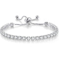 Tennis Bracelets for Women White Gold Plated Diamond AAA+ Cubic Zirconia CZ Dainty Classic Adjustable Slider Bracelet Silver Fashion Jewelry Wedding Gift