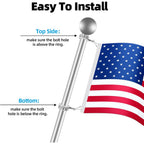 Anovo Flag Pole Rings, Flagpole Rings Aluminum Alloy 360° Rotating Anti Wrap Flag Mounting Spinning Ring Clips For 0.75-1.02 Inch Diameter Flagpole(1 Inch -Pack Of 2, Silver)