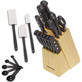 Farberware Knife Block Set 22-Piece Kitchen Knife Set With High-Carbon Stainless Steel Blades, Non-Slip Handles, Chef Knife, Santoku, Steak Knives, Scissors, Sharpening Steel, And Storage Block