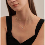 Tewiky Dainty 14k Gold Plated/Silver Cubic Zirconia Necklaces for Women, Simple CZ Jewelry Necklaces Trendy Gifts