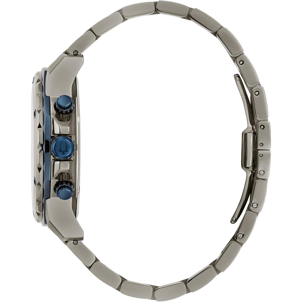 Bulova Men'S Marine Star 'Series A' Gray Ip Stainless Steel With Blue Accents Chronograph Quartz Watch, 4Mm Style: 98B411