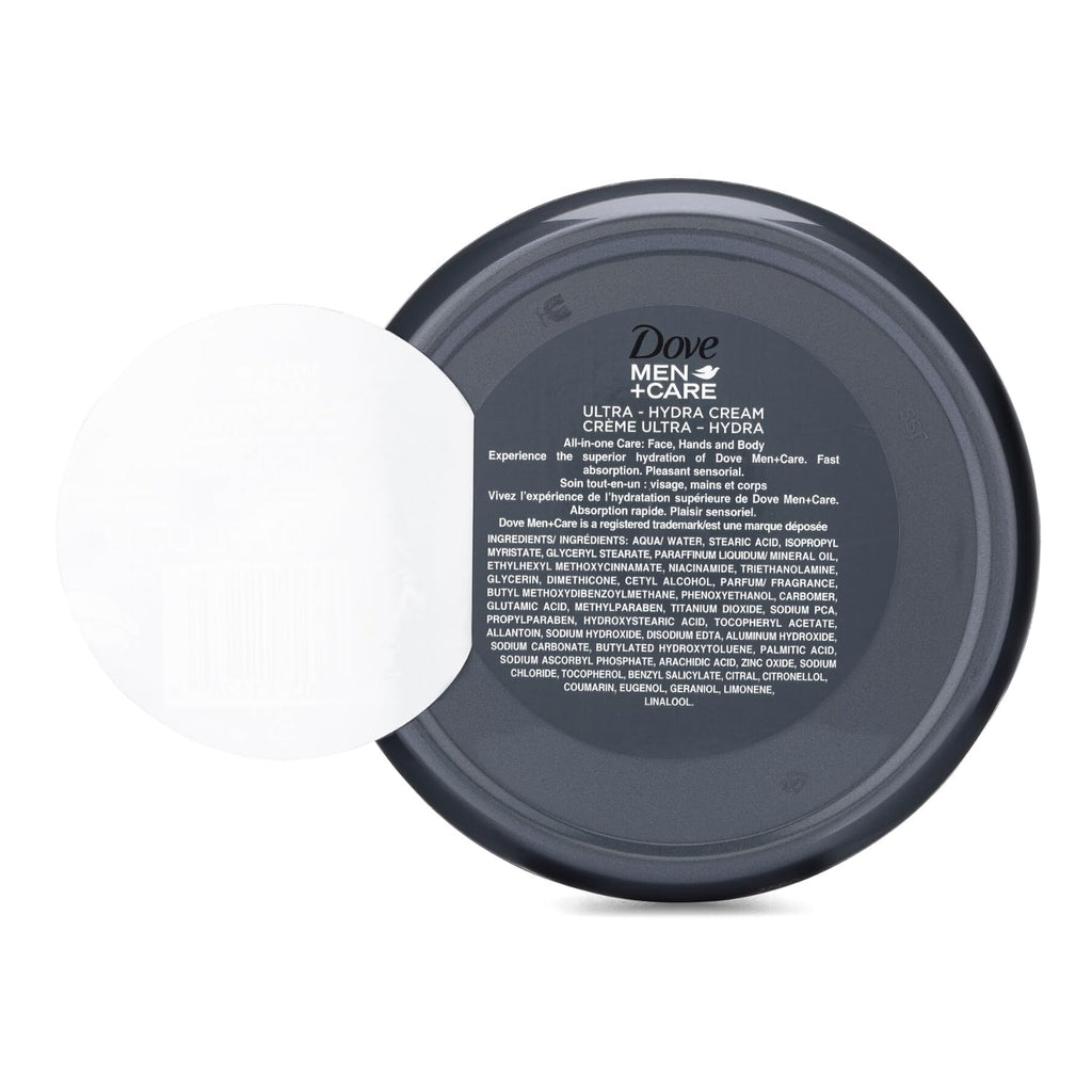 Dove Men+Care Ultra Hydra Cream, Face, Hands And Body Care, All Skin Types, 3-Pack Of 5.07 Oz Each, Jar