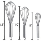 Whisks For Cooking, 3 Pack Stainless Steel Whisk For Blending, Whisking, Beating And Stirring, Enhanced Version Balloon Wire Whisk Set, 8"+10"+12"