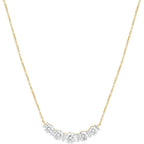 DEWBERRY 1.95 Ct Round Cut Lab Grown Diamond Bar Set Women's Five Stone Bar Pendant With 18" Chain Necklace Solid 14K Yellow Gold (F-G Color, VVS-VS Clarity)