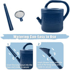 2 Gallon Watering Can, Outdoor Watering Can For Plants, Garden Water Can With Removable Long Spout And Stainless Steel Sprinkler Head, Large Water Can For Greenhouse (Dark Blue, 2 Gallon)