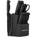 Knife Set, 14-Piece Black Dishwasher Safe Kitchen Knife Block Set with Built-In Sharpener, German High Carbon Stainless Steel Blades, Ultra Sharp Knives with Ergonomic Non-Slip Handles