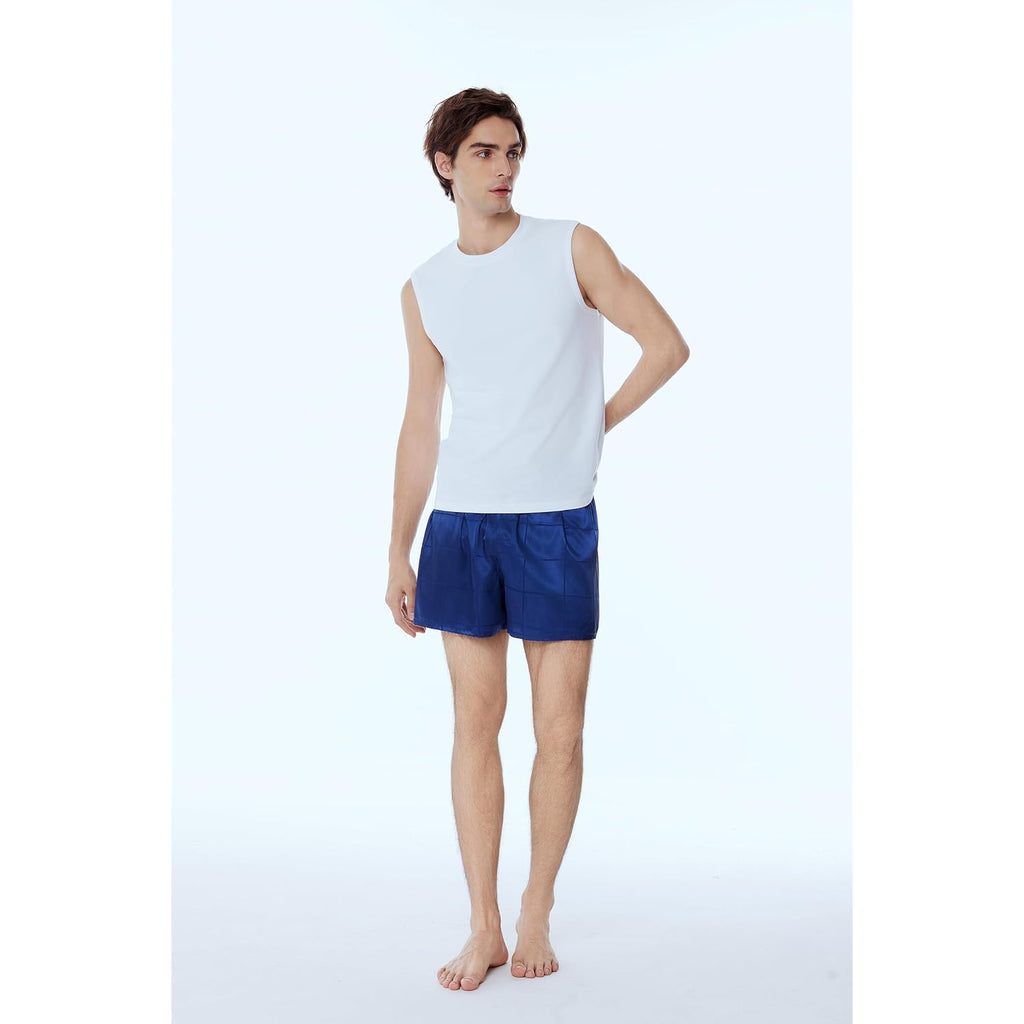 Men'S Satin Boxers Pack Silky Boxer Shorts For Men, Silk Feeling Men'S Underwear With Button Fly Pajamas Sleep Shorts