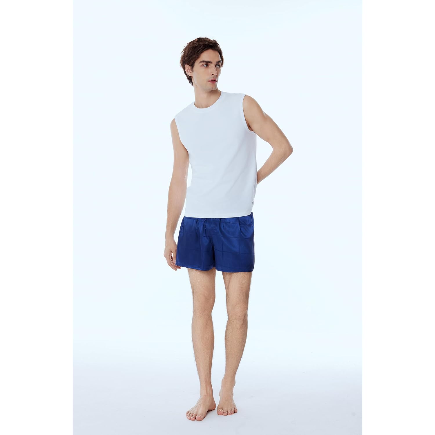 Men'S Satin Boxers Pack Silky Boxer Shorts For Men, Silk Feeling Men'S Underwear With Button Fly Pajamas Sleep Shorts