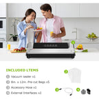 Bonsenkitchen Vacuum Sealer Machine | Compact Food Sealer for Kitchen Storage & Meal Prep | Multiple Modes | External Vacuum System | 5 Bags, Silver