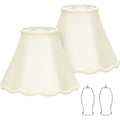 Medium Lamp Shades Set Of 2, Cream Lamp Shade For Floor Lamps Table Lamps, 6.1"Top X 13"Bottom X 9.6"High, Scalloped Lamp Shade With Petal Edge Braid, Spider, Harp Holders Included, Assembly Required