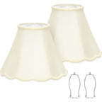 Medium Lamp Shades Set Of 2, Cream Lamp Shade For Floor Lamps Table Lamps, 6.1"Top X 13"Bottom X 9.6"High, Scalloped Lamp Shade With Petal Edge Braid, Spider, Harp Holders Included, Assembly Required