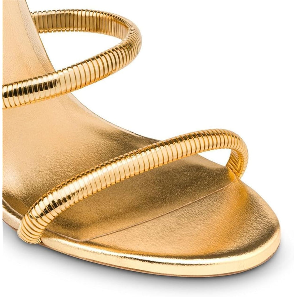 Perixir Gold Heels For Women, High Heels With Spiral, 4.17" Stiletto Heeled Sandals For Dressy Women, Lace Up Sandals Comfortable Slingback Sandal
