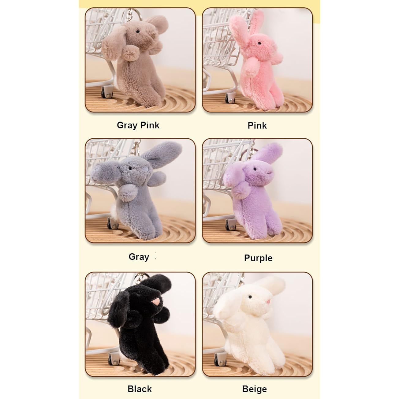 Miokkley Cute Bunny Plush Keychain for Backpack, 3.5" Inch Mini Rabbit Keychain Purse Charm Pendant Gift for Women