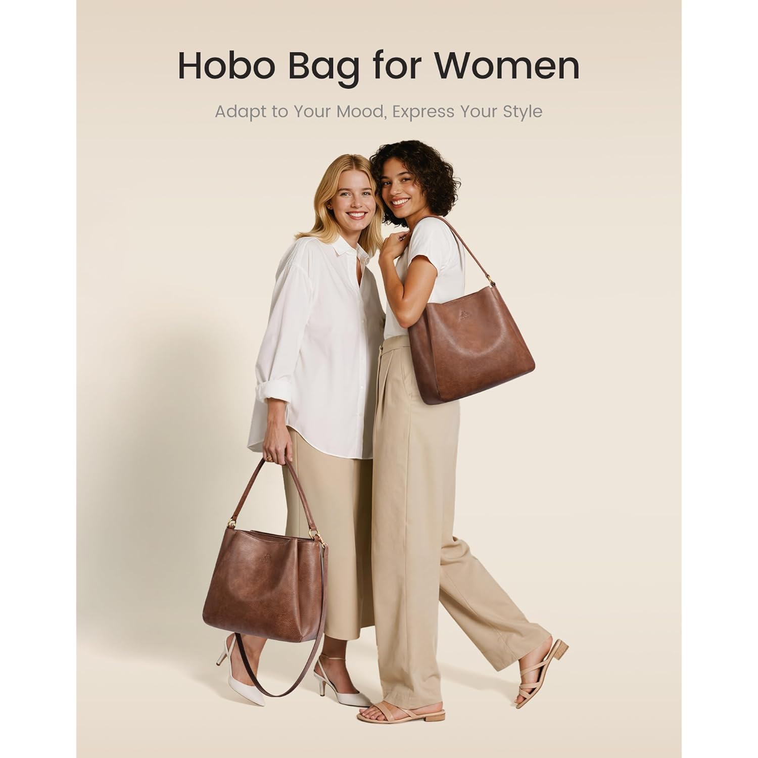 LOVEVOOK Hobo Bag for Women with Three Large Compartments Waterproof Shoulder Handbags Purse for Work Shopping Travel