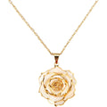 AliveRose Real Rose Gold Dipped Necklace Gifts for Women, 24K Gold Dipped Rose Pendant Necklace Jewelry Mothers Day Anniversaries Birthday Christmas Special Occasions Gifts for Her Mom Wife