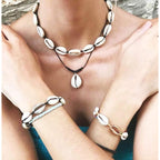 Nackiy Handmade Sea Shell Necklace for Women Summer Adjustable Natural Shell Collar Necklace