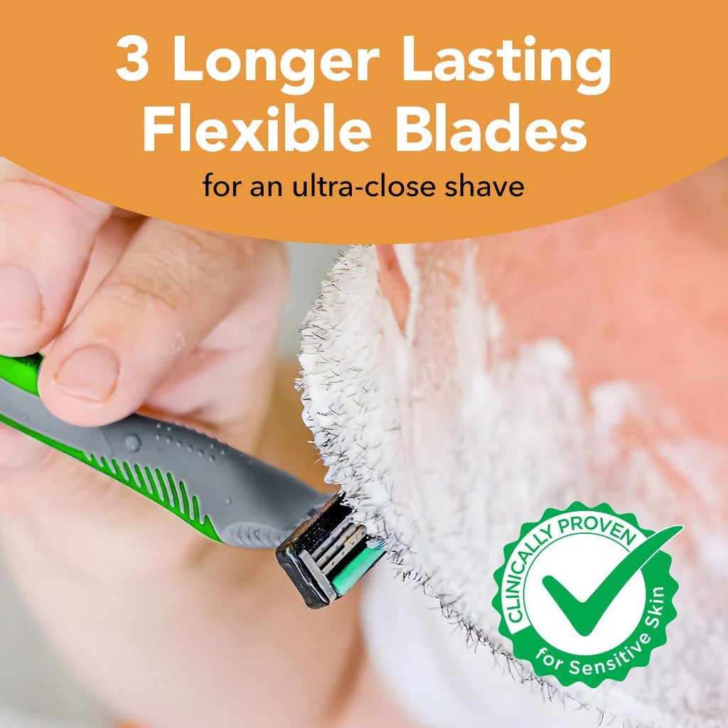 BIC Flex 3 Men's Disposable 3-Blade Razors, Smooth Shave Razors With Pivoting Head and Aloe Strip, 8-Pack