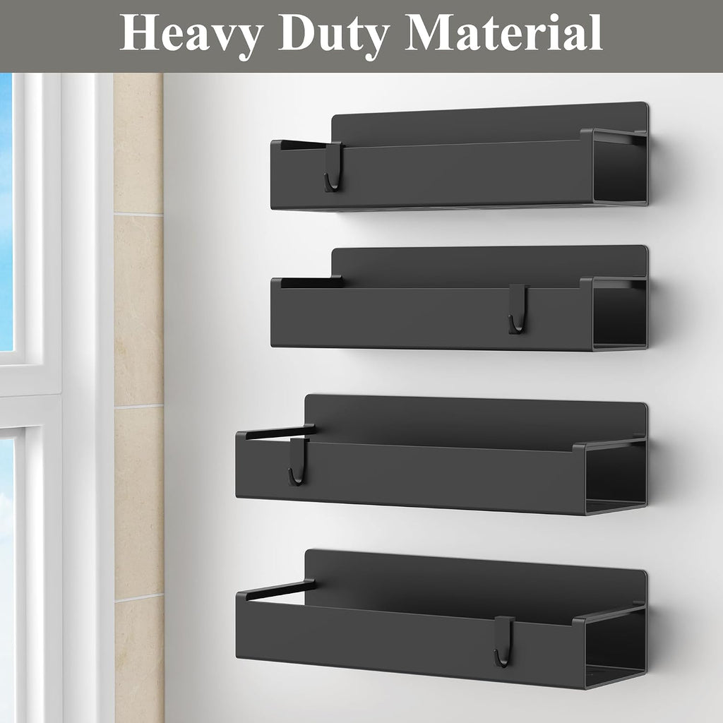 4 Pack Magnetic Spice Rack Organizer For Refrigerator And Oven, Black Fridge Organizers And Storage For Kitchen