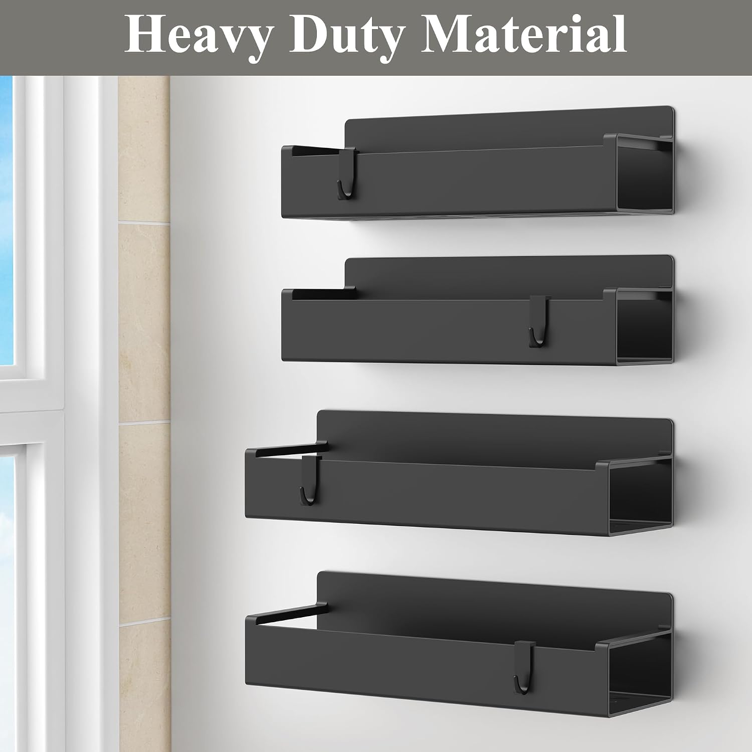4 Pack Magnetic Spice Rack Organizer For Refrigerator And Oven, Black Fridge Organizers And Storage For Kitchen