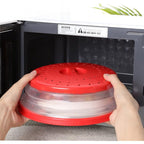 Collapsible Microwave Splatter Cover, 10.5 Inch, Dishwasher-Safe, Microwave Plate Cover With Steam Vent(Black)