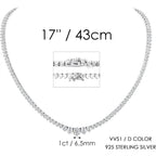 Gradual Moissanite Tennis Chain Necklace:925 Sterling Silver 14k White Gold Plated Elegant Moissanite Necklace Dainty Simple Trendy Lab Diamond Jewelry Hypoallergenic Fashion Party Prom Wedding Birthday Gifts for Women