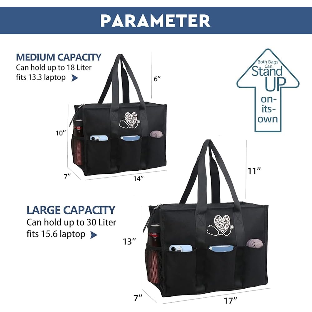ABAMERICA Nurse Bags for Work Nursing Bag Multiple Pockets Waterproof Organizing Zip Top Clinical Bag for Nursing Students