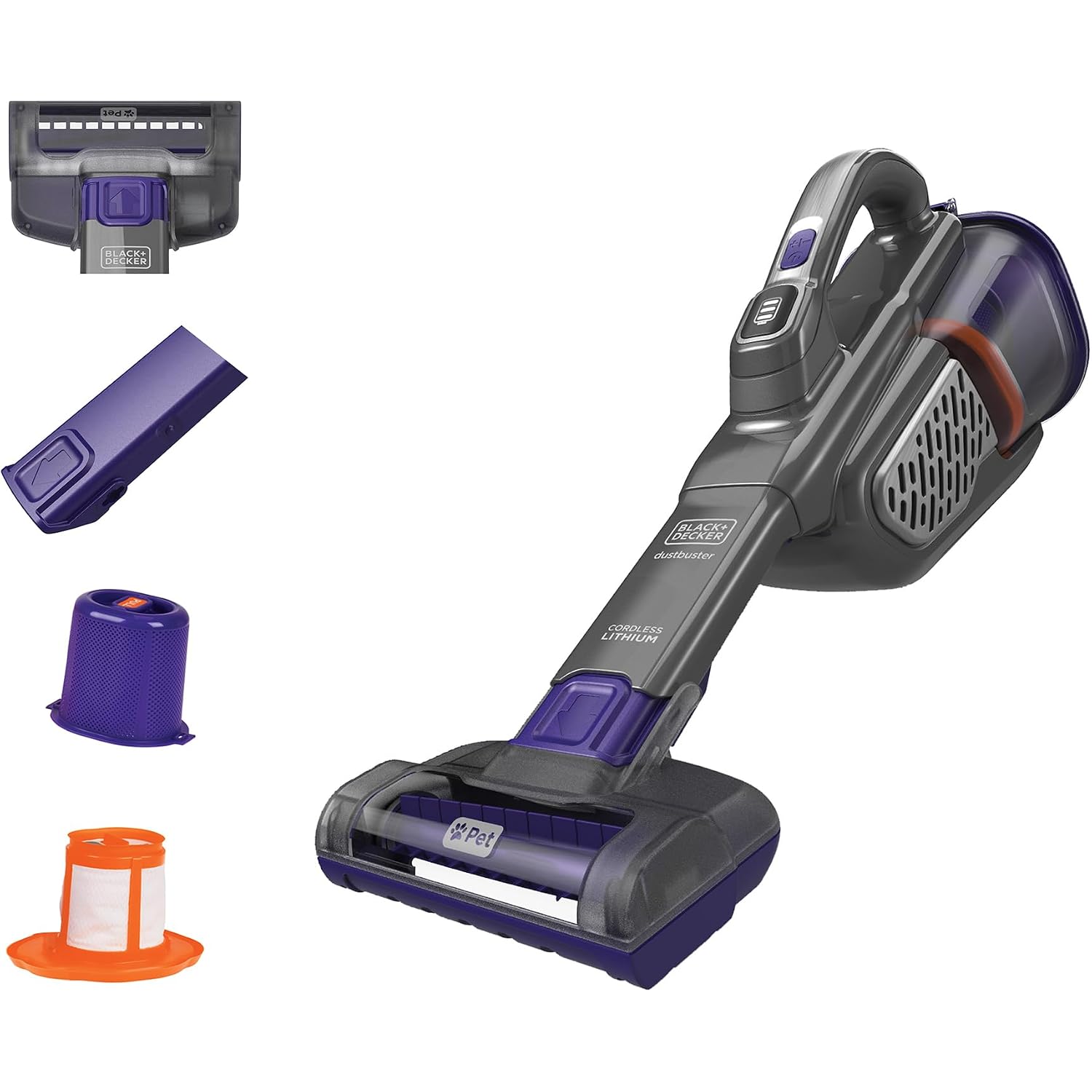 Black+Decker Dustbuster Furbuster Pet Hair Vacuum With Motorized Pet Hair Brush, Handheld Vacuum Cordless For Home And Car, Rechargeable, Portable, Powerful Suction, Advancedclean (Hhvk515Jp07)
