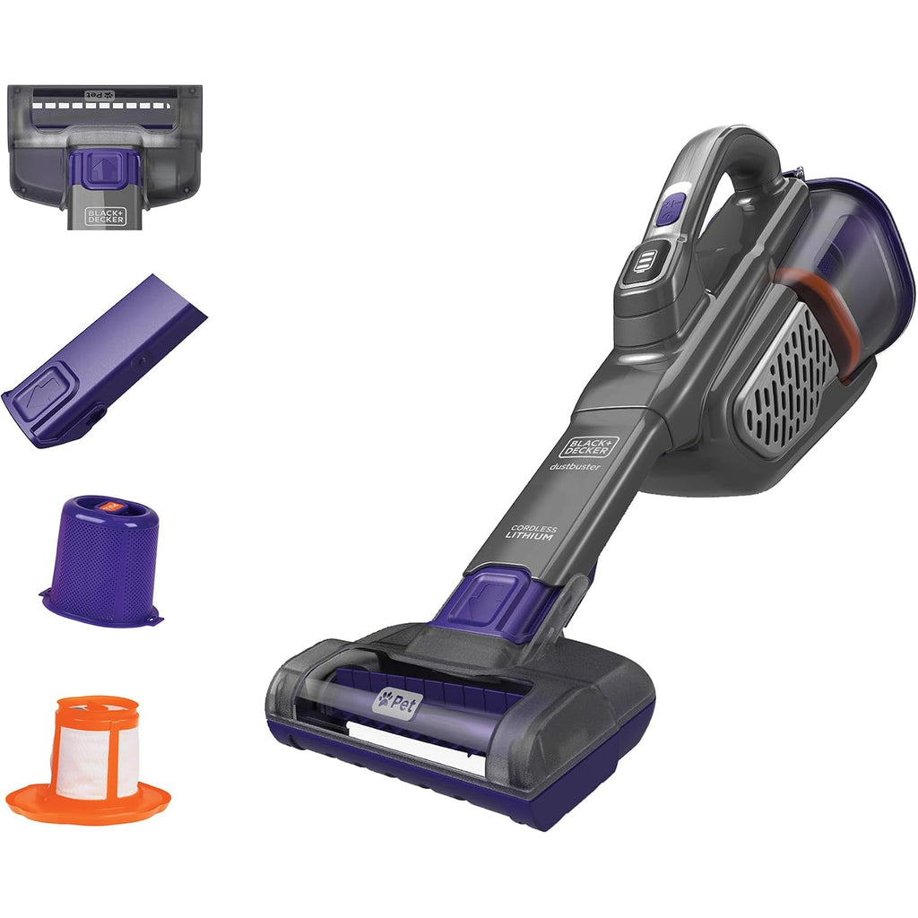 Black+Decker Dustbuster Furbuster Pet Hair Vacuum With Motorized Pet Hair Brush, Handheld Vacuum Cordless For Home And Car, Rechargeable, Portable, Powerful Suction, Advancedclean (Hhvk515Jp07)