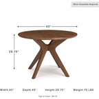 Signature Design By Ashley Lyncott Traditional Round Dining Room Table, Seats Up To 4, Brown, 45" W X 29.75" H