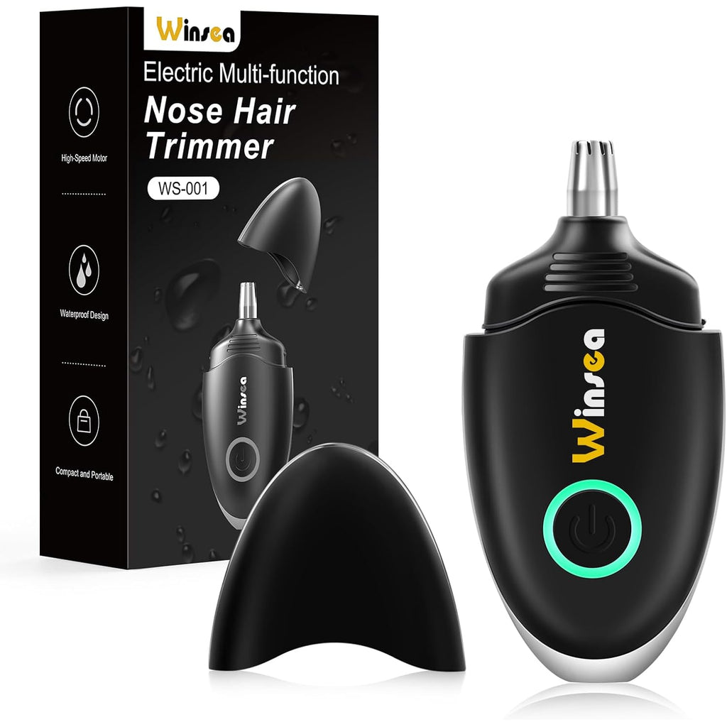 Winsea Ear and Nose Hair Trimmer for Men and Women – Travel Trimmer, High-Precision Nose Shaver, USB Rechargeable, Waterproof, Safe & Quiet Operation, Portable Ear Hair Remover Design (Black)