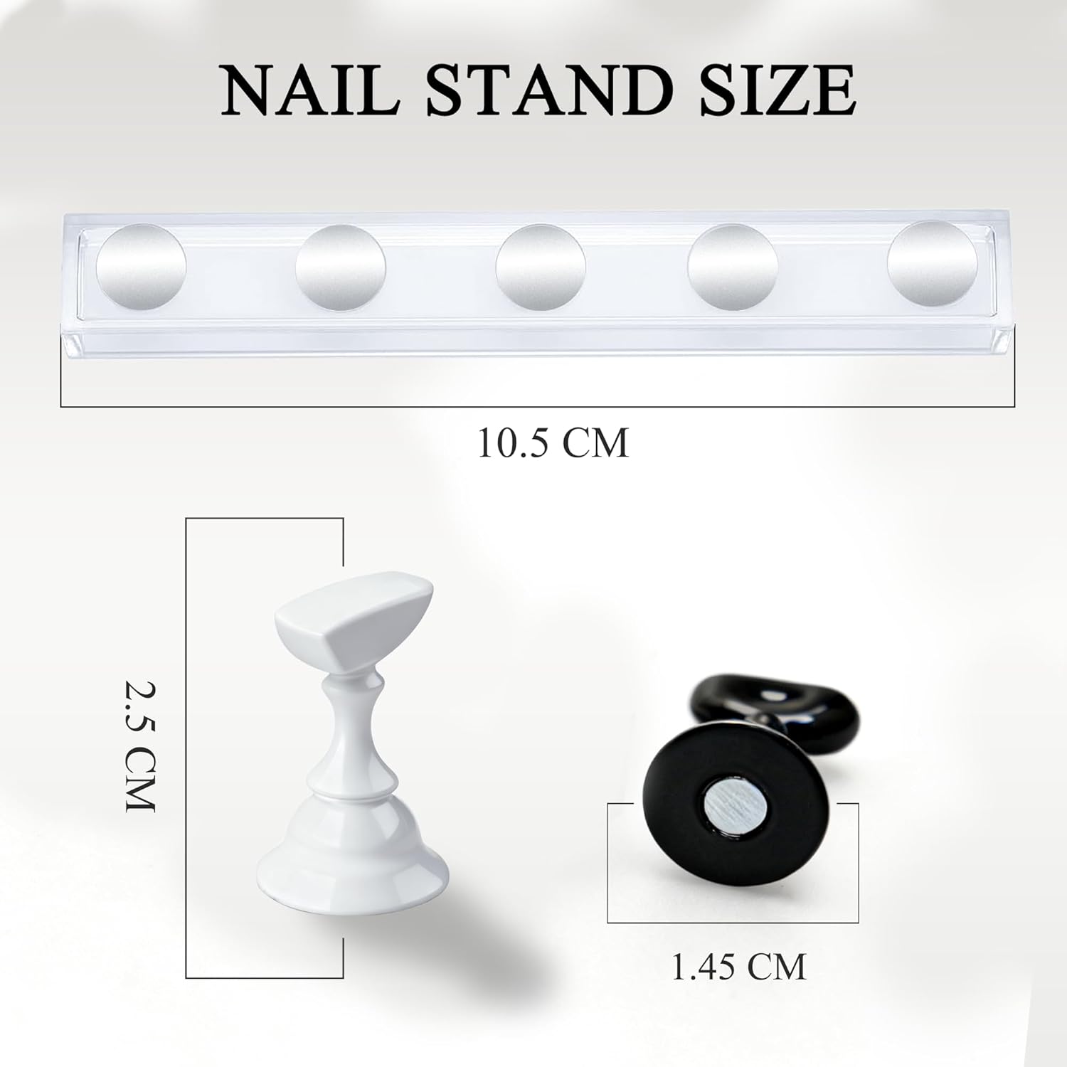 Nail Stand for Press On Display Practice for Acrylic Nails, Magnetic Fake Nail Tips Holder for Nails Painting Tools and Designs with Reusable Double-Sided Tape for Home DIY Art Salon Supplies (White)
