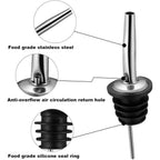 2Pcs Stainless Steel Pourers, Baltre Speed Liquor Bottle Pourer, Olive Oil And Vinegar Tapered Stopper Spout, Suitable For About 3/4" Bottle Mouth, Olive Oil Spout With Sealed Dust Caps