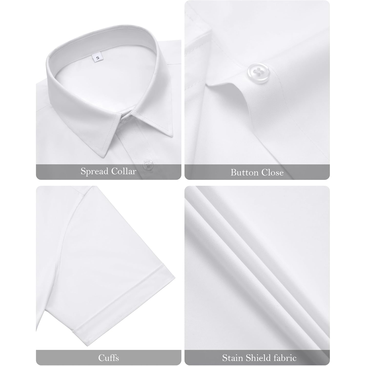 Womens Stain Shield Dress Shirts Wrinkle Free Short Sleeve Solid Tops Blouses Button Down Shirts