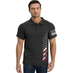 H Hyfol Short Sleeve Polo Shirts For Men Graphic Stretch Casual American Patriotic Raglan Golf Polos For Men