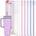Reusable Replacement 12 Inch Long Silicone Straw With Cover, Stocking Stuffers Gifts For Women Men Teens Girls Boys, Compatible With Stanley Tumbler Cup Accessorie 40 Oz 30 Oz (6 Pack)