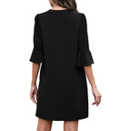 Rumia Shift Dress For Women V Neck Ruffle Sleeve Summer Dress | 100% Polyester, Loose Fit With Pockets, V-Neck And Ruffle Sleeves For Summer Outings And Travel