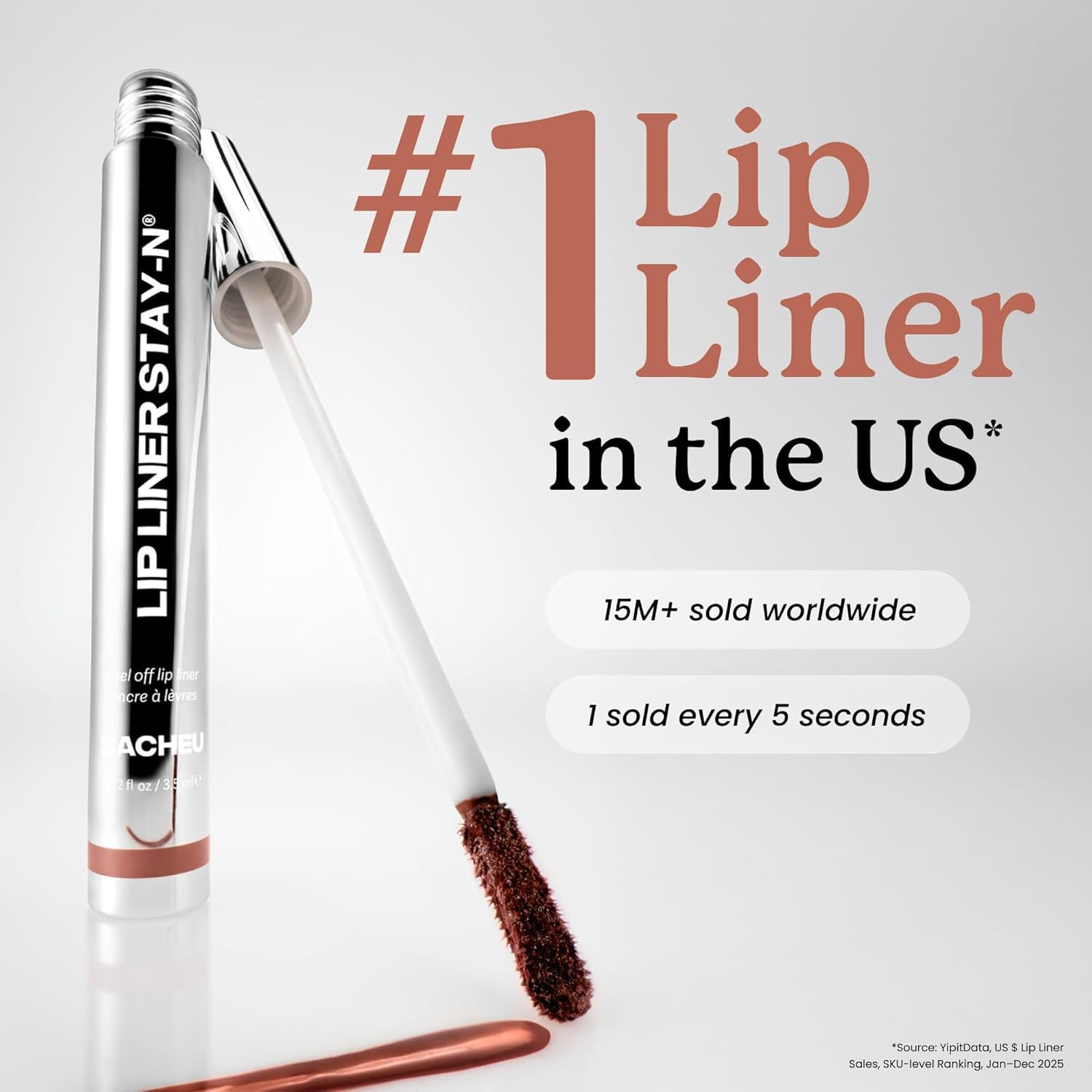 Sacheu Lip Liner STAY-N Peel Off Lip Stain — Long Lasting Waterproof Lip Tint with Hyaluronic Acid & Vitamin E — Transfer Proof Matte Finish, Vegan & Cruelty-Free (p-INKED)