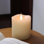 Flameless Candles Battery Operated With Timer, 3D Moving Flame Flickering, Last 600+ Hours Battery Candles, 3" X 3" Ivory Real Wax Electric Led Candle For Wedding Party Decorations