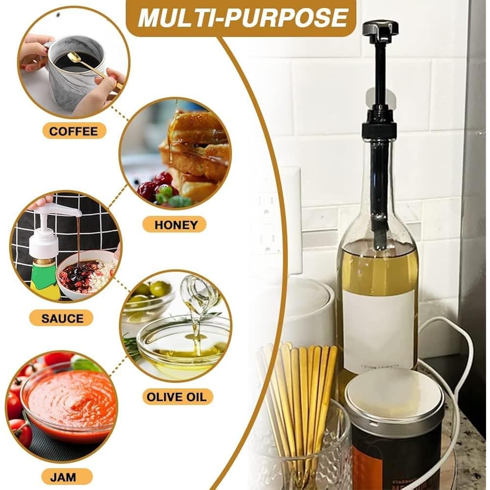10 Pcs Gold Coffee Syrup Pump, Compatible with 25.4 Oz/750ml Bottles, Syrup Dispenser Pumps Great for Home & Coffee Bar Drinking Mixes, Tea, Beverage, Cocktails