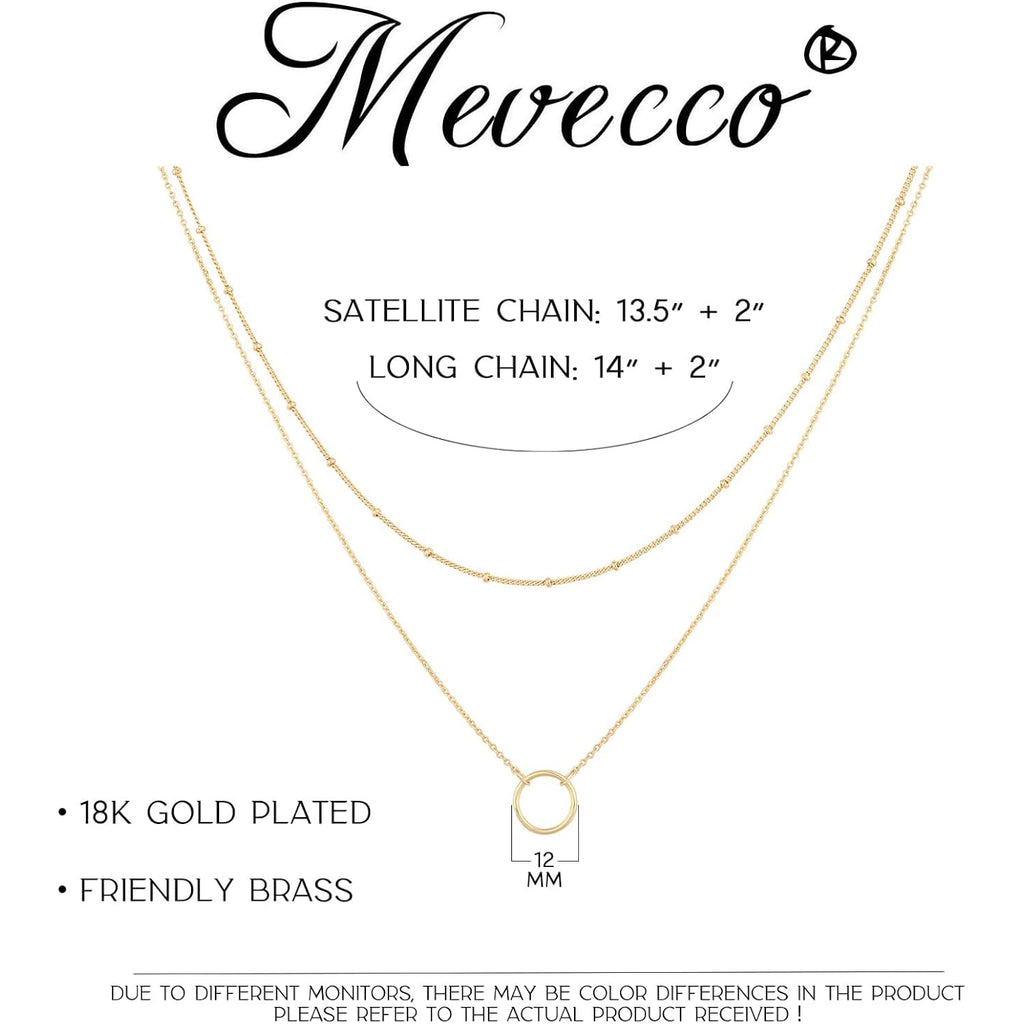 MEVECCO Layered Heart Necklace Pendant Handmade 18k Gold Plated Dainty Gold Choker Arrow Bar Layering Long Necklace for Women