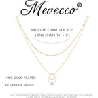 MEVECCO Layered Heart Necklace Pendant Handmade 18k Gold Plated Dainty Gold Choker Arrow Bar Layering Long Necklace for Women