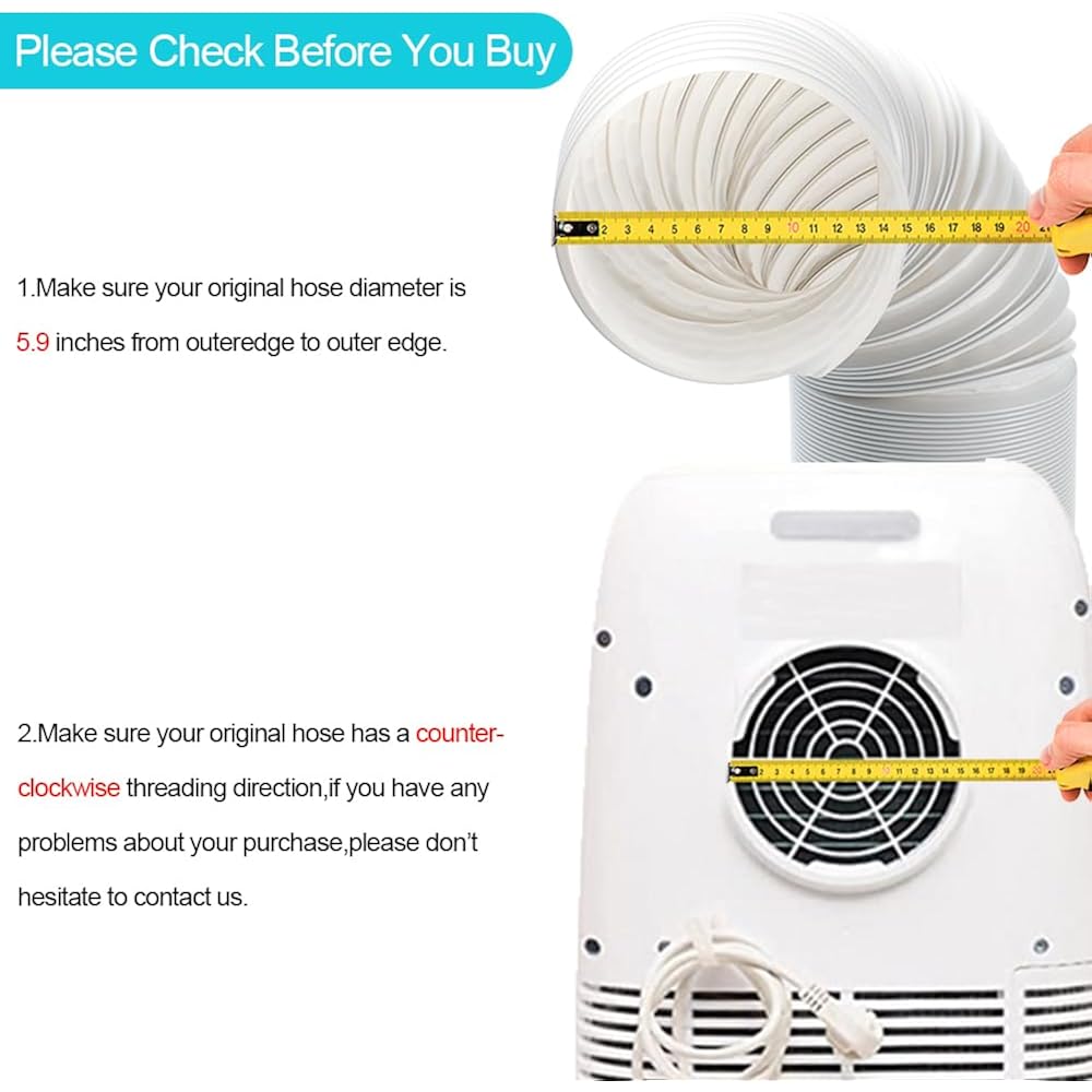 Portable Ac Hose, Air Conditioner Exhaust Hose Vent Kit 5.9" Dia 59" Length | No Coupler, Universal Replacement, Window Vent Kit For Most Portable Ac Units, Check The Diameter Before Purchasing