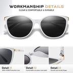 Trendy Cat Eye Sunglasses for Women Fashion Cateye UV400 Protection Glasses CL22017 White Frame